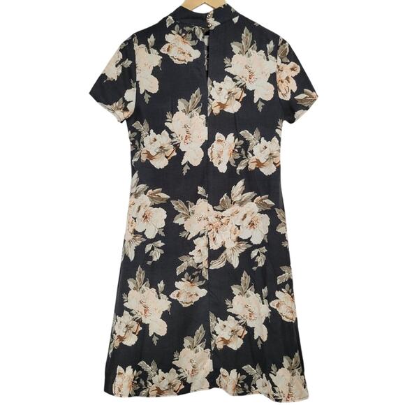 Pink Sophie Women's Small Floral Print Short Sleeve Mock Neck Sheath‎ Dress - Picture 2 of 6